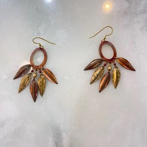 Distressed Metal Dreamcatcher Earrings Beaded Beads Geometric Kinetic Feathers